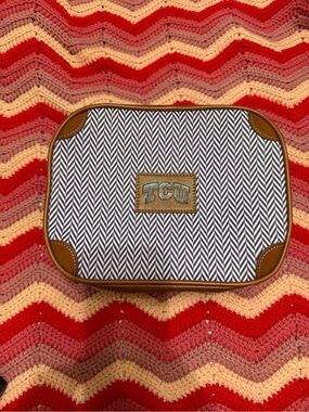 Barrington TCU Chevron Cosmetic Case with Brown Trim